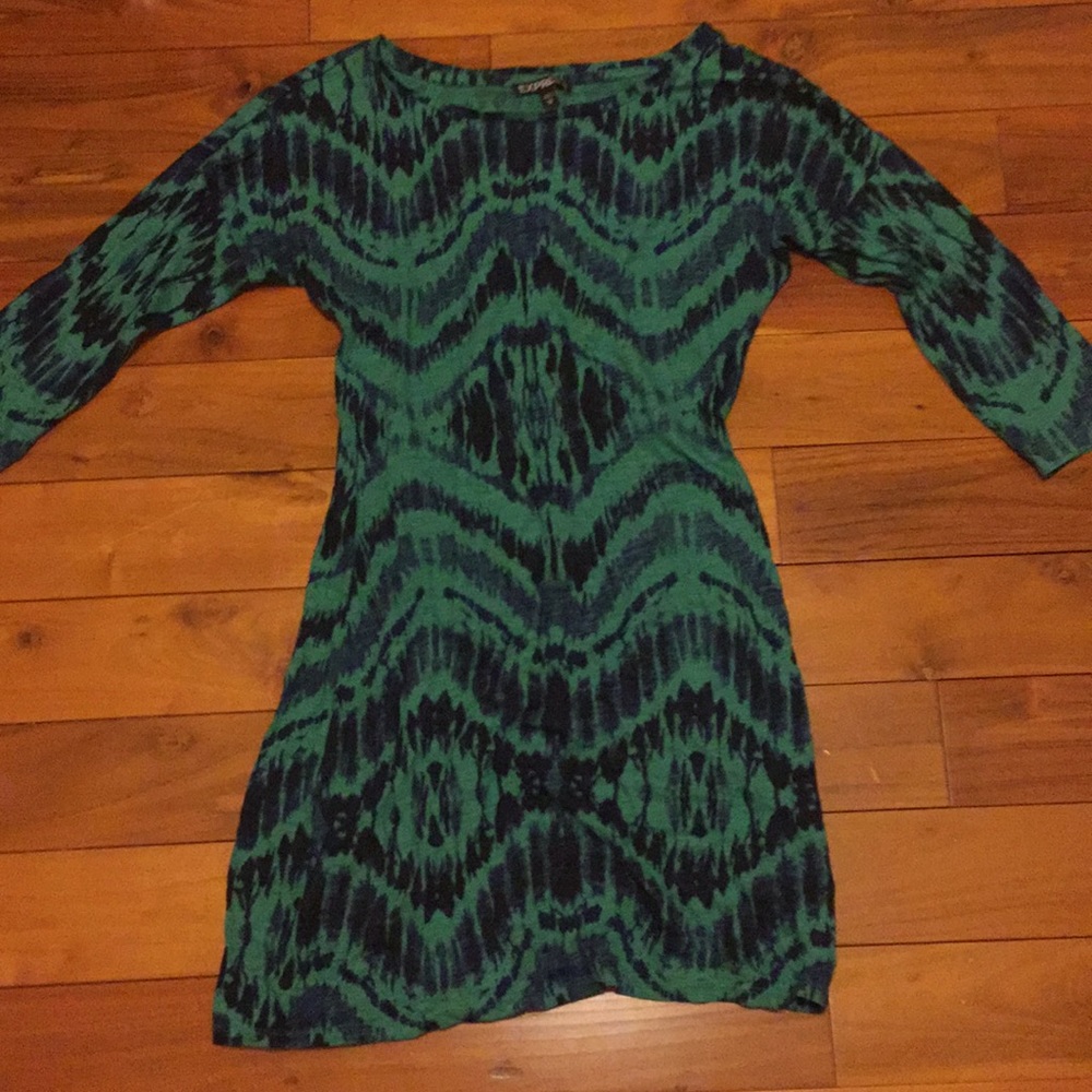 Green and blue bodycon dress